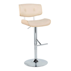 Lombardi - Contemporary Adjustable Barstool With Swivel With Straight T Footrest (Set of 2) by Couch.com