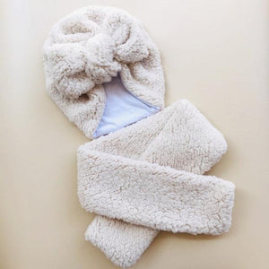 Baby Cotton Hat  Autumn Winter Children Scarf Hat Sets  Bowknot Ear Baby Girl Boy Warm Beanies Cap Neck Warmer Scarf Fleece Balaclava Hood Ski Mask Cold Weather Face Mask Neck Warmer Winter Nose Warmer