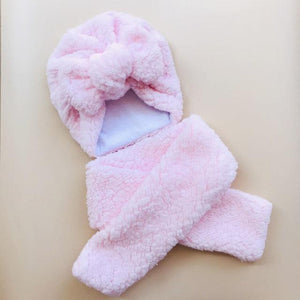 Baby Cotton Hat  Autumn Winter Children Scarf Hat Sets  Bowknot Ear Baby Girl Boy Warm Beanies Cap Neck Warmer Scarf Fleece Balaclava Hood Ski Mask Cold Weather Face Mask Neck Warmer Winter Nose Warmer