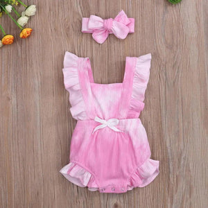 Baby Girl Ruffled Solid Color Sleeveless Backless Romper Jumpsuit Comfy Outfit Excellent Gift For Your Baby Girl