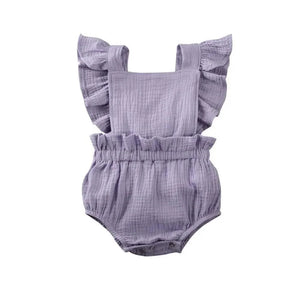 Baby Girl Ruffled Solid Color Sleeveless Backless Romper Jumpsuit Comfy Outfit Excellent Gift For Your Baby Girl