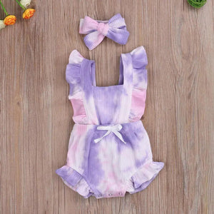 Baby Girl Ruffled Solid Color Sleeveless Backless Romper Jumpsuit Comfy Outfit Excellent Gift For Your Baby Girl