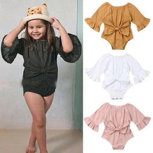 Baby Girl Ruffled Solid Color Sleeveless Backless Romper Jumpsuit Comfy Outfit Excellent Gift For Your Baby Girl