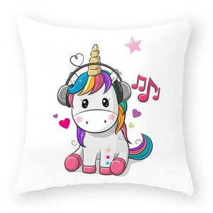 Baby Shower Unicorn Pillow Case Decorative Cute Pillowcase Pillow Protector Cushion Girl Unicorn Flowers Rose Pillow Case Sofa Bed Pillow Cover Prefect Gifts For Kids Party 45x45CM