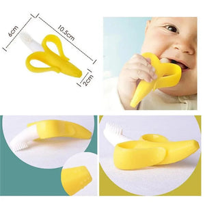 Baby Teether Toys Toddle Safe Banana Teething Ring Silicone Chew Dental Care Toothbrush Nursing Beads Gift For Infant