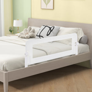 Foldable Bed Rail Swing Down Baby Bed Guard Rail-White
