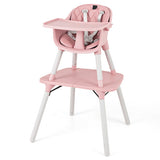 4-in-1 Baby Convertible Toddler Table Chair Set with PU Cushion-Pink