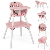 4-in-1 Baby Convertible Toddler Table Chair Set with PU Cushion-Pink