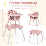 4-in-1 Baby Convertible Toddler Table Chair Set with PU Cushion-Pink
