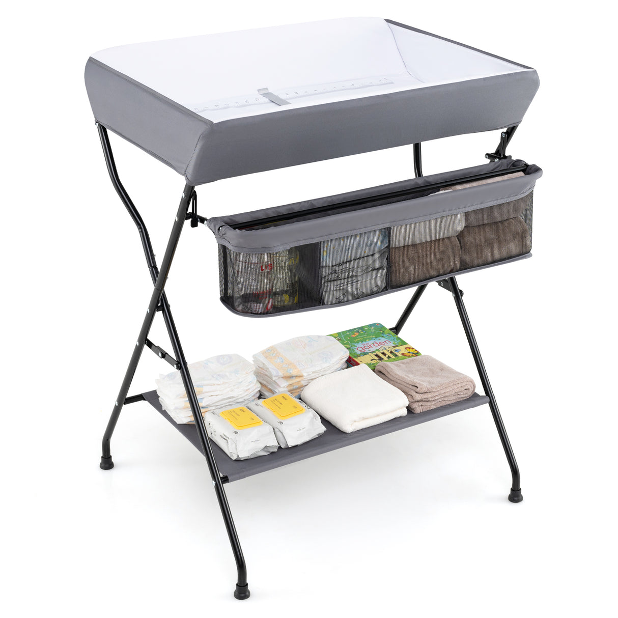 Baby Storage Folding Diaper Changing Table-Black
