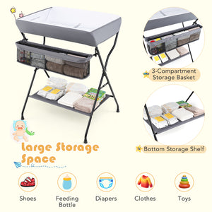 Baby Storage Folding Diaper Changing Table-Black