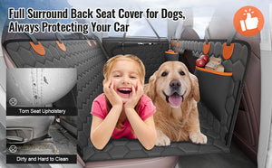 SucceBuy Back Seat Extender Dog Car Seat Cover for Back Seat Bed with Mesh Window and Storage Pocket Supports 350lbs Dog Hammock