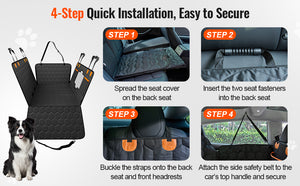 SucceBuy Back Seat Extender Dog Car Seat Cover for Back Seat Bed with Mesh Window and Storage Pocket Supports 350lbs Dog Hammock