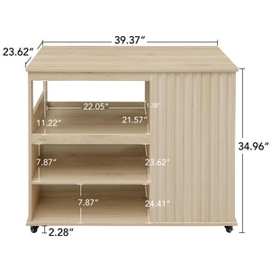 Kitchen Island Cart, Rolling Serving Utility Trolley Cart Modern Kitchen Island With Storage Drawer Wine Rack Lockable Casters, Kitchen Cart For Kitchen, Dining Room, Bar Living Room - Natural by Couch.com