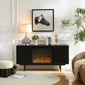 Oak Board Cabinet, The Middle Layer Board On Both Sides Of The Cabinet Can Be Adjusted, The Furnace Is Embedded In The Middle Grid With The Remote Control by Couch.com