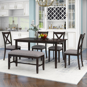 Kitchen Dining Table Set Wooden Rectangular Dining Table, 4 Chairs And Bench Family Furniture by Couch.com