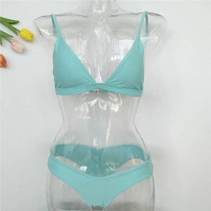 Bandage Bikini Swimwear Women's Bikini Swimsuit Ribbed Tie Side Bathing Suit Scrunch Butt String Thong Bikini Set