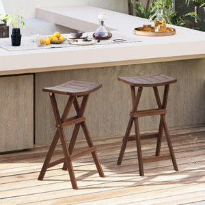 Bar Stools Set of 2 with Saddle Seat and Footrest for Kitchen Island and Balcony