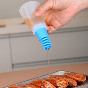 Barbecue Oil Brush Oil Dispenser with Brush High Temperature Resistant Silicone Seasoning Bottle Brush Kitchen Baking Gadgets  Barbecue Oil Brush Portable Oil Brush Temperature Resistant Silicone Oil Brush