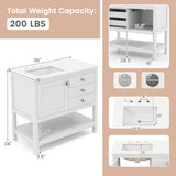 Freestanding Bathroom Vanity Unit with Basin Floor Storage Cabinet-White