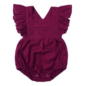 Baby Cotton And Linen Summer Strap One Piece Suit
