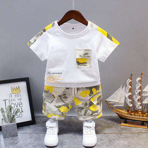Summer Letter Lapel Short Sleeve Two-piece Suit