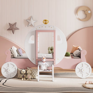 Princess Carriage Bed With Crown, Platform Car Bed With Stair by Couch.com