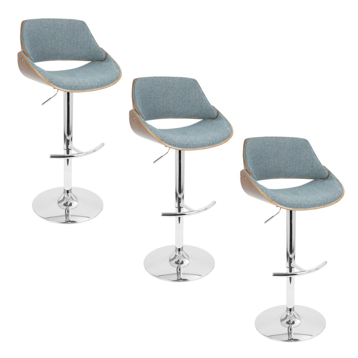Fabrizzi - Mid Century Modern Adjustable Barstool With Swivel With Rounded T Footrest (Set of 3) by Couch.com