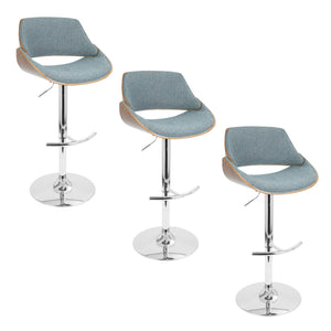 Fabrizzi - Mid Century Modern Adjustable Barstool With Swivel With Rounded T Footrest (Set of 3) by Couch.com