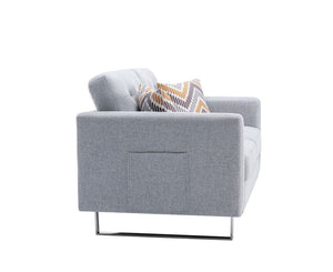 Victoria - Linen Fabric Loveseat With Metal Legs, Side Pockets, And Pillows by Couch.com