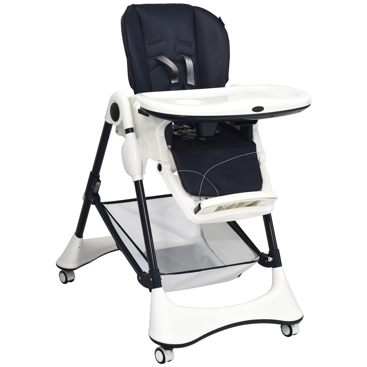 A-Shaped High Chair with 4 Lockable Wheels-Black