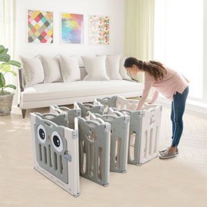 16-Panel Baby Activity Center Play Yard with Lock Door -Beige