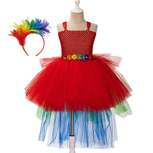 Children's Trailing Parrot Dress Birthday Dress Catwalk Ball