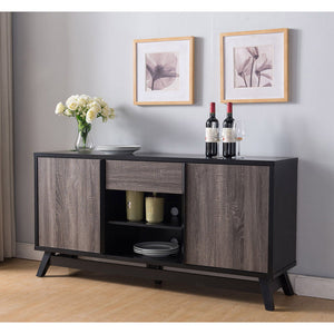 Sideboard TV Stand Buffet With 2 Doors 1 Drawer And 6 Shelves - Black / Gray by Couch.com