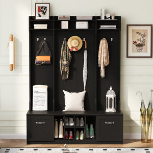 5 In 1 Entryway Bench With Coat Rack, 7 Sturdy Hooks, 2 Spacious Drawers And Adjustable Shelves by Couch.com