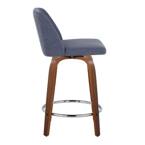 Toriano - Mid Century Modern Fixed Height Counter Stool With Swivel With Round Footrest (Set of 2) by Couch.com