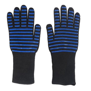 BBQ Gloves High Temperature Resistance Oven Mitts 500 800 Degrees Fireproof Barbecue Heat Insulation Microwave Oven Gloves Silicone Non-Slip Kitchen Cooking Gloves for Barbecue Cooking