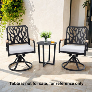 Outdoor Patio Swivel Rocker With Outdoor Grade Sunbrella Cushions, Branch Like Backrest (Set of 2) - Bourbon Brown by Couch.com