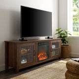 Modern Farmhouse 2 Door Glass Windowpane 70" TV Stand For 80" TVs by Couch.com