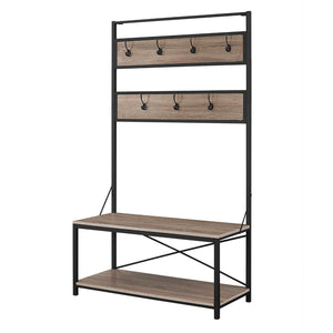 Rustic X-Back Hall Tree With Bench by Couch.com