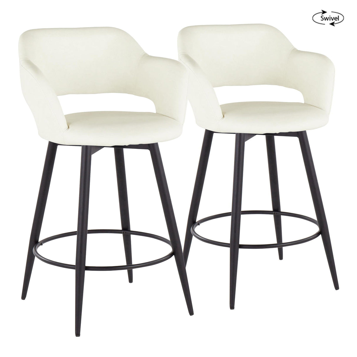 Margarite - Contemporary Fixed Height Counter Stool With Swivel With Round Footrest (Set of 2) by Couch.com