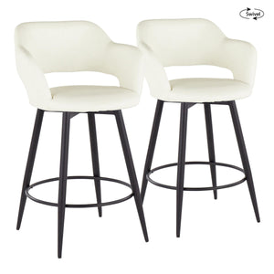 Margarite - Contemporary Fixed Height Counter Stool With Swivel With Round Footrest (Set of 2) by Couch.com