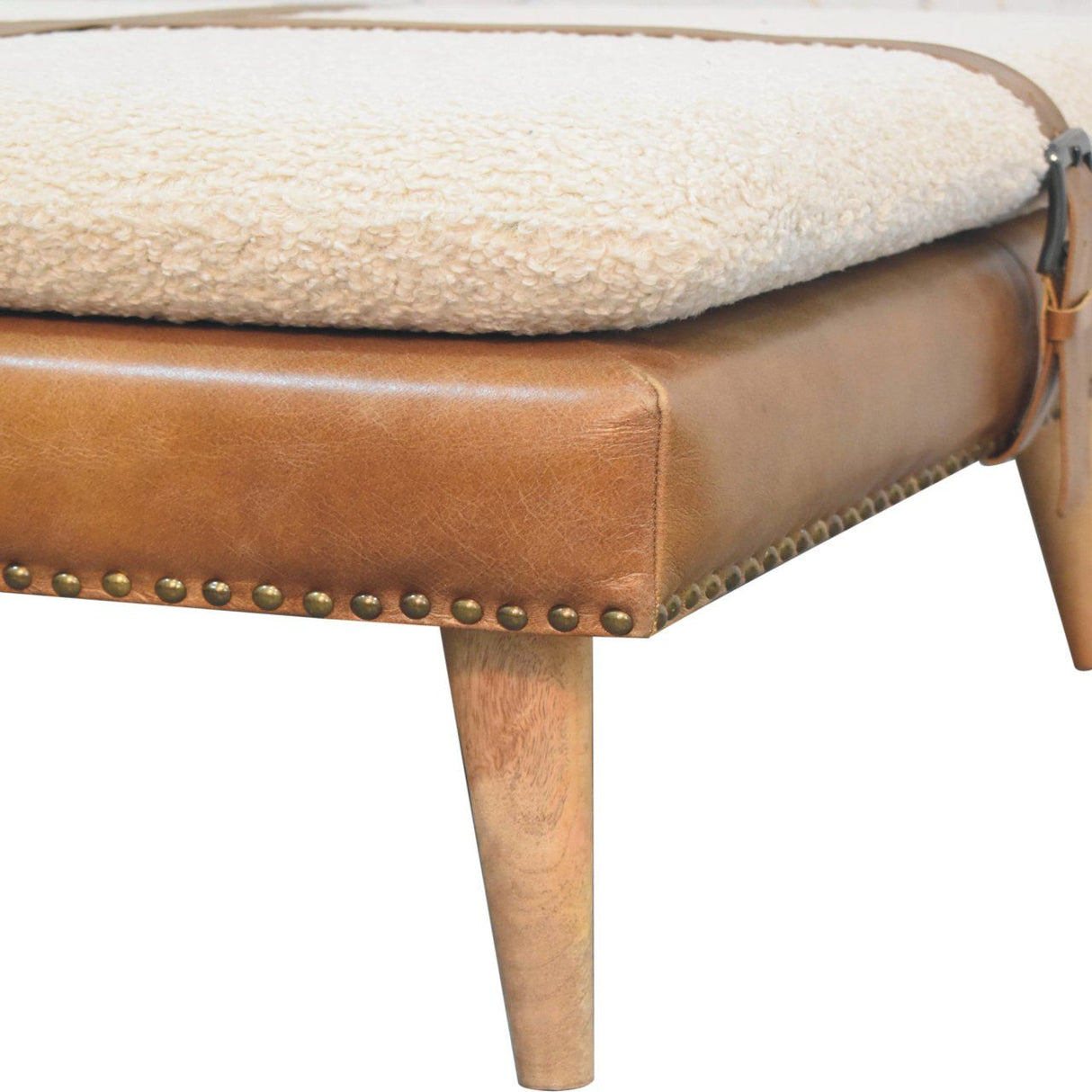 Buffalo - Large Square Hide Leather Footstool - Brown by Couch.com