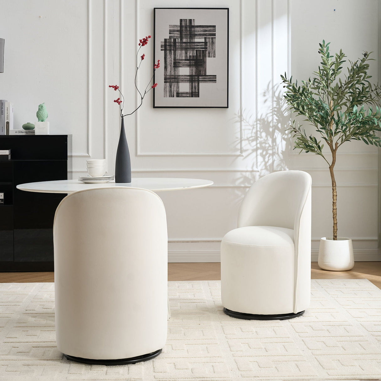 360 Degree Swivel Armless Dining Barrel Chair