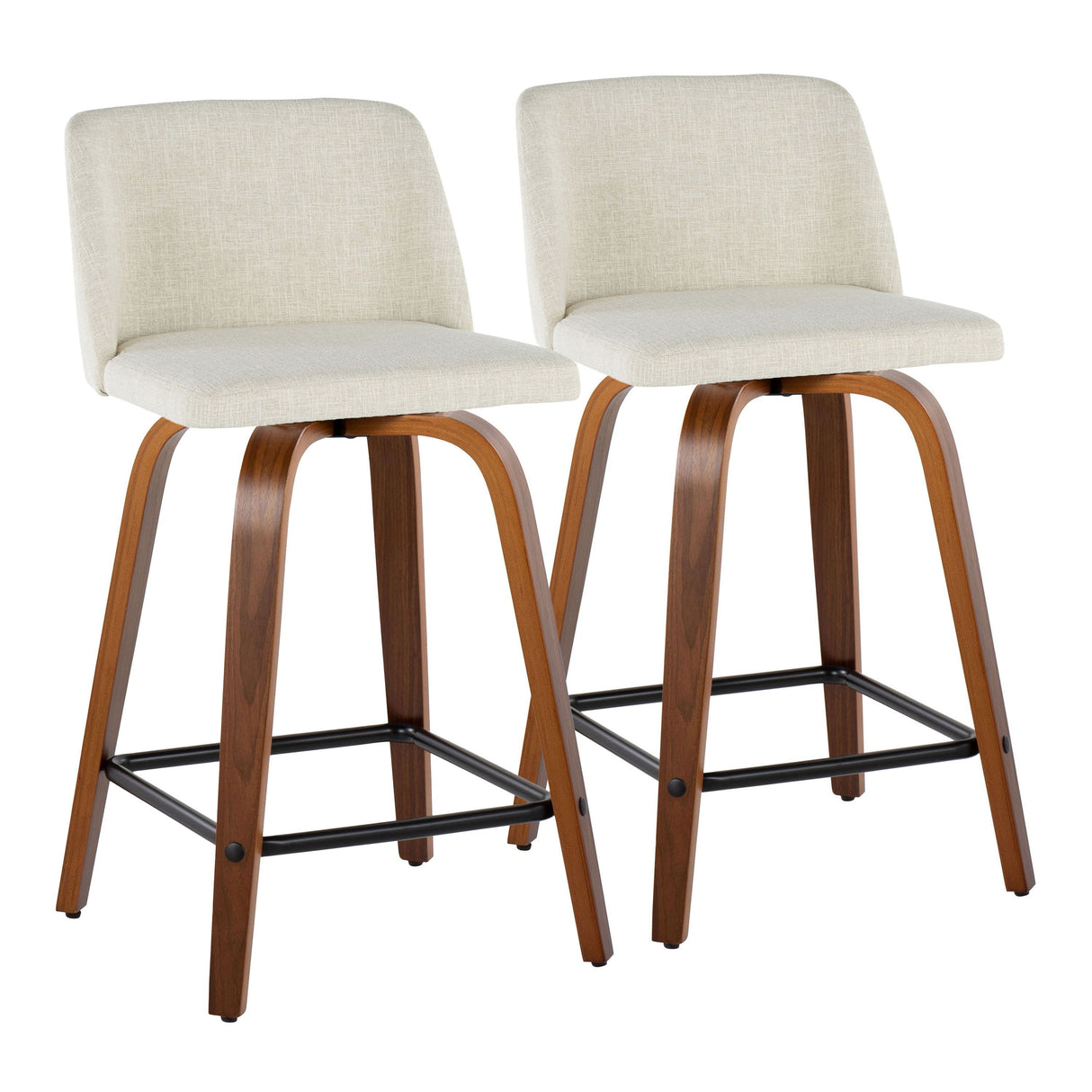 Toriano - Contemporary Fixed Height Counter Stool Swivel With Square Footrest (Set of 2) by Couch.com