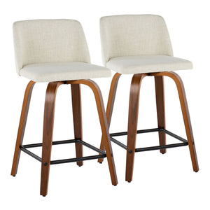 Toriano - Contemporary Fixed Height Counter Stool Swivel With Square Footrest (Set of 2) by Couch.com