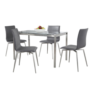 Fuji Mason - Upholstered Swivel Contemporary Dining Set Dining Set, Glass, 5 Piece by Couch.com