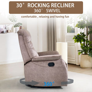 Rocking Swivel Recliner Chair For Living Room, 360 Degree Swivel, Adjustable Modern Reclining Chair, Classic And Traditional Recliner Sofa With Lumbar Support - Dark Gray by Couch.com