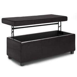 Avalon - Lift Top Rectangular Storage Ottoman - Tanners Brown by Couch.com