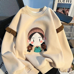 Girls Stylish Hoodie Base Layer Casual Style For Kids